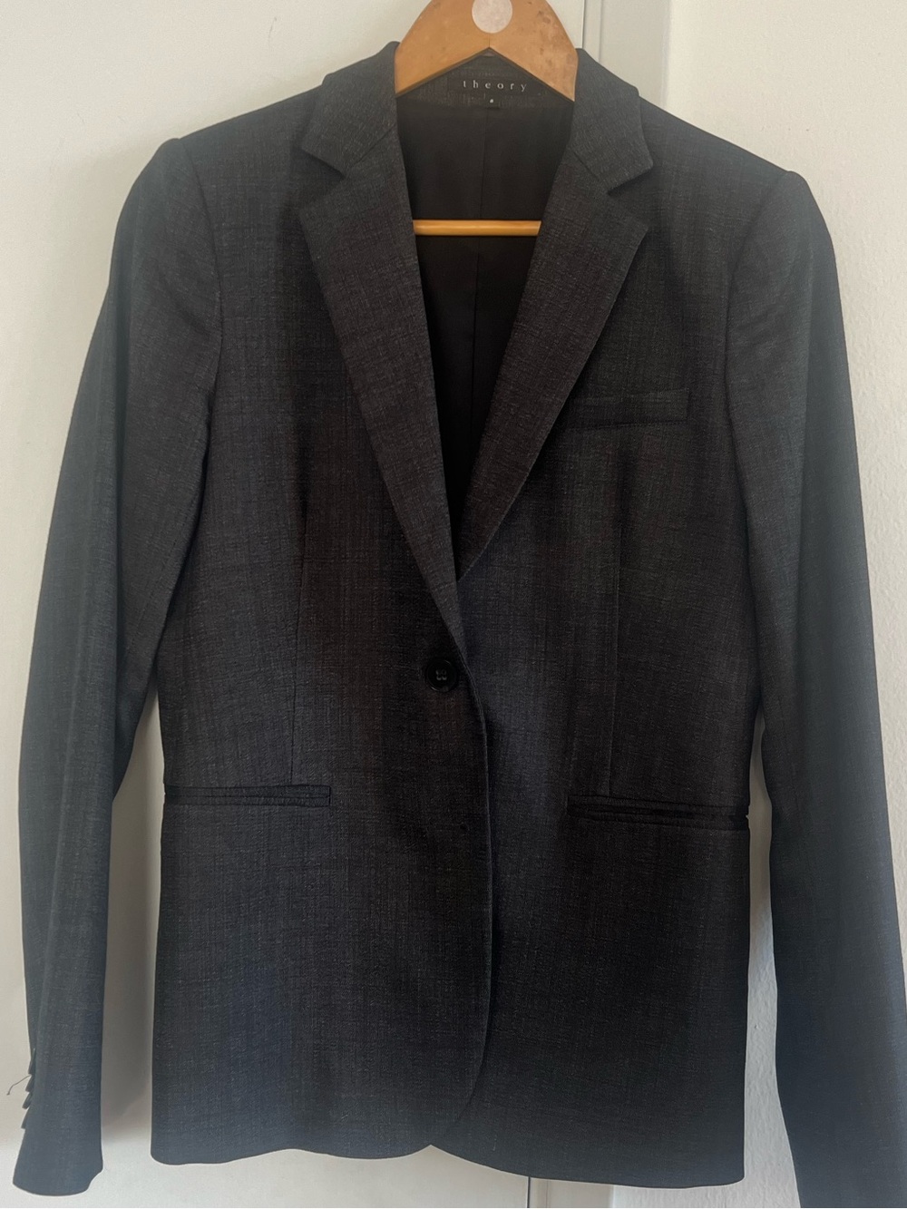 Theory Charcoal Virgin Wool Blazer • 8